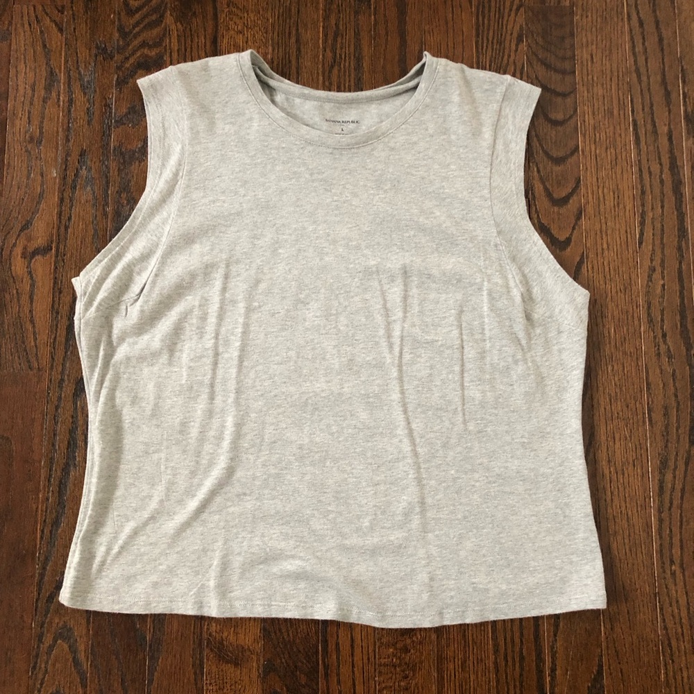 Banana Republic Women’s L Heathered Gray Wide Strapped Sleeveless Basic Tank